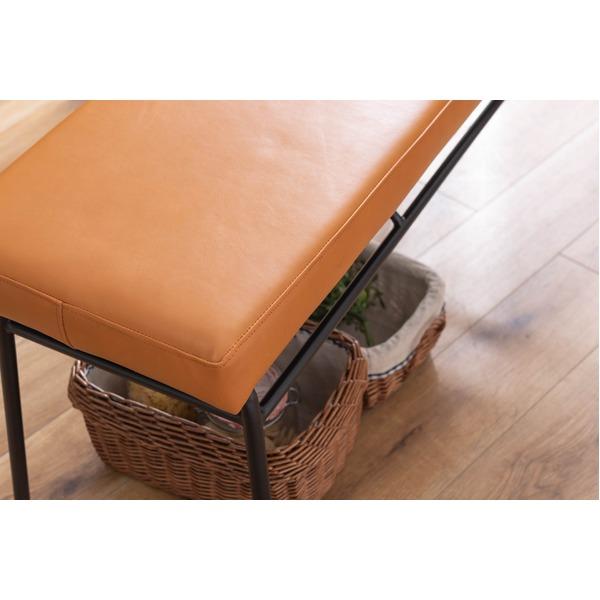 ベンチ ダイニングベンチ 幅118cm×奥行37cm×高さ47cm 本革 スチール リビング ダイニング インテリア家具【メーカー直送】_3