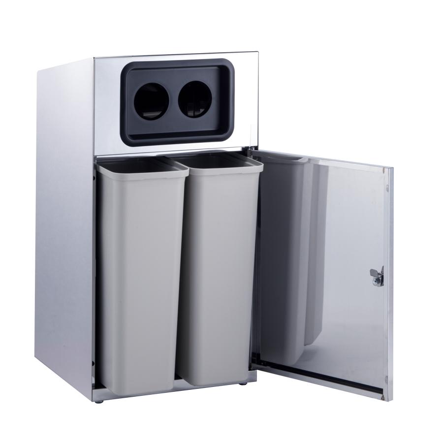 テラモト公式 ゴミ箱26L×2 26リットル ごみ箱 業務用 ダストボックス ステンレス かん びん | テラモト | 01