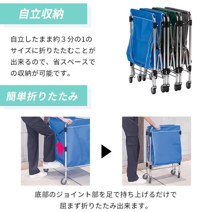 テラモト公式 ゴミ回収カート 分別 ダスト 清掃 ビルメン 運搬 折りたたみ 大 φ100キャスターバンパー付 | テラモト | 02