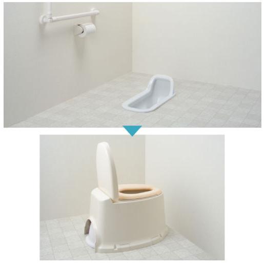 和式トイレを洋式に サニタリエースSD据置式 ソフト便座 ♯5 ♯8 補高スペーサー付き 段差のない和式トイレ用 安寿 871135/871138 リフォーム不要の画像