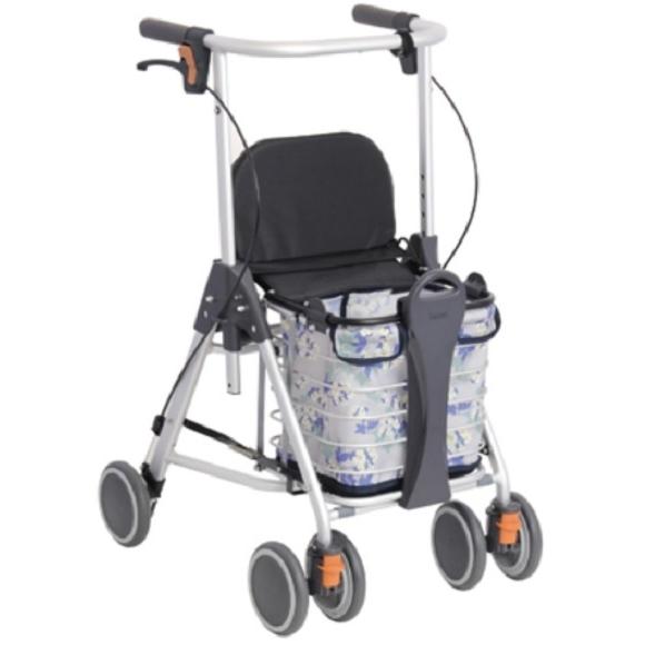 歩行車 テイコブリトルワゴン WAW07 幸和製作所 屋外用 フラワーアイボリー ネイビー 大容量 買い物かご 買い物 ワゴンタイプ_3