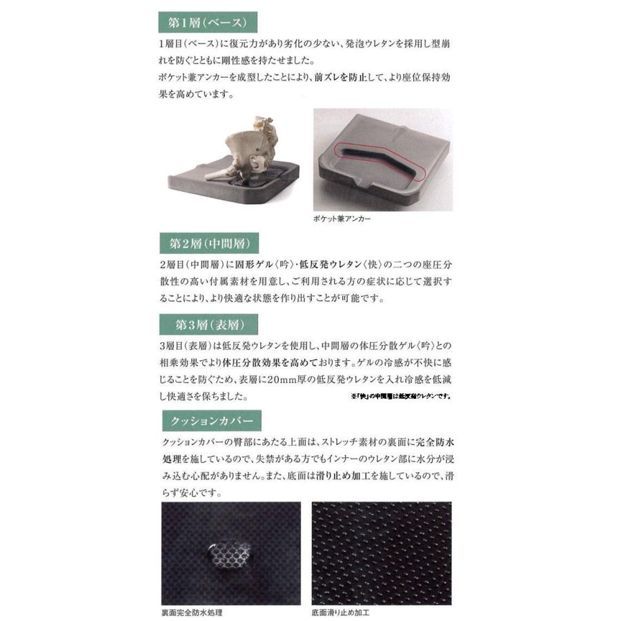 MiKi ミキ 車いす用 体圧分散 クッション　座然「吟」　幅42cm ミキ MiKi 車いす用 体圧分散 クッション 座然「吟」 固形ゲル : てら