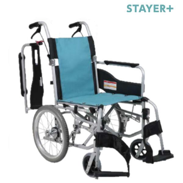 車いす 介助式 カワムラサイクル STAYER+ ステイヤープラス SYP22-40/42SB お手入れ簡単 高機能型介助用車いす ミント ノーパンクタイヤ_1