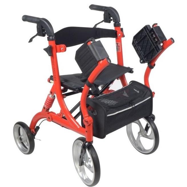 未使用drive 赤い歩行器 耐荷重100kg 歩行車 コンパクト 自立 介助車 ニトロデュオ レッド 折りたたみ 送料