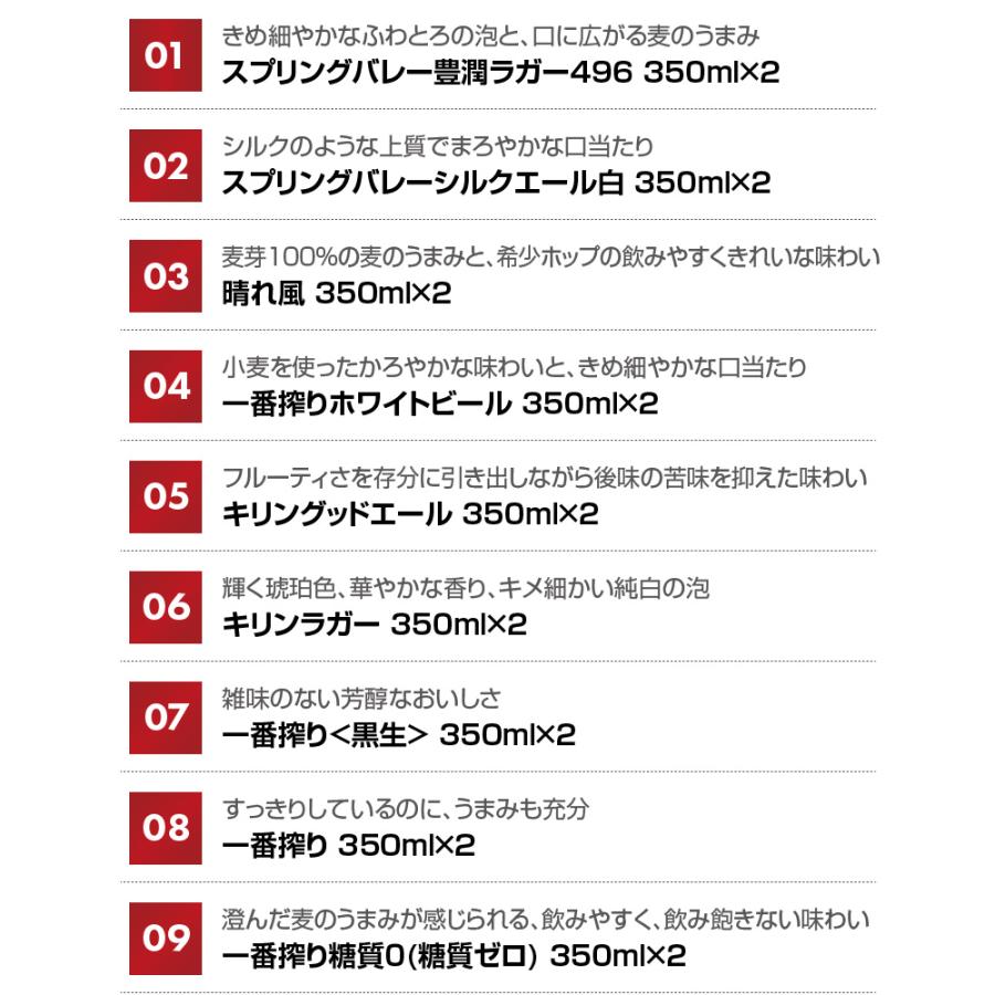 一番搾り ビール ギフト 母の日 誕生日 内祝 キリン 飲み比べ 9種 18本