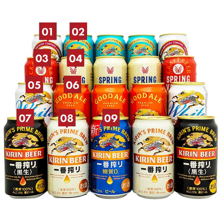 一番搾り ビール ギフト 父の日 誕生日 内祝 キリン 飲み比べ 9種 20本