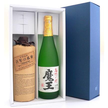お歳暮 誕生日 内祝 超プレミアム焼酎ギフト 芋＆麦セット 『魔王 720ml』『百年の孤独 720ml』 ギフトＢＯＸ入@