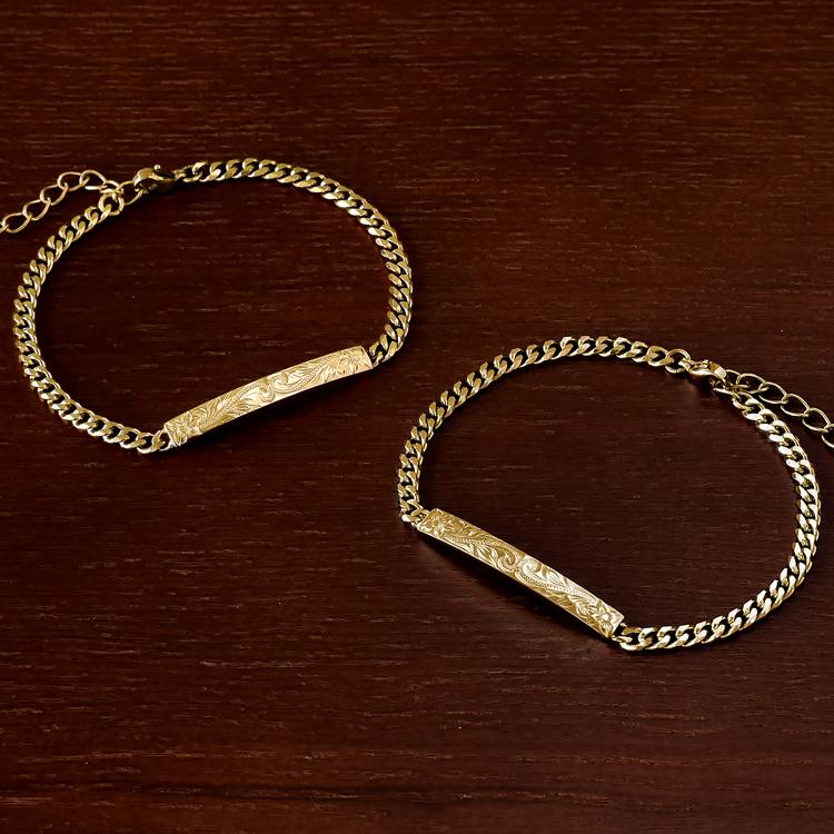 ハワイアンジュエリー ペアブレスレット 刻印 ステンレス 金属