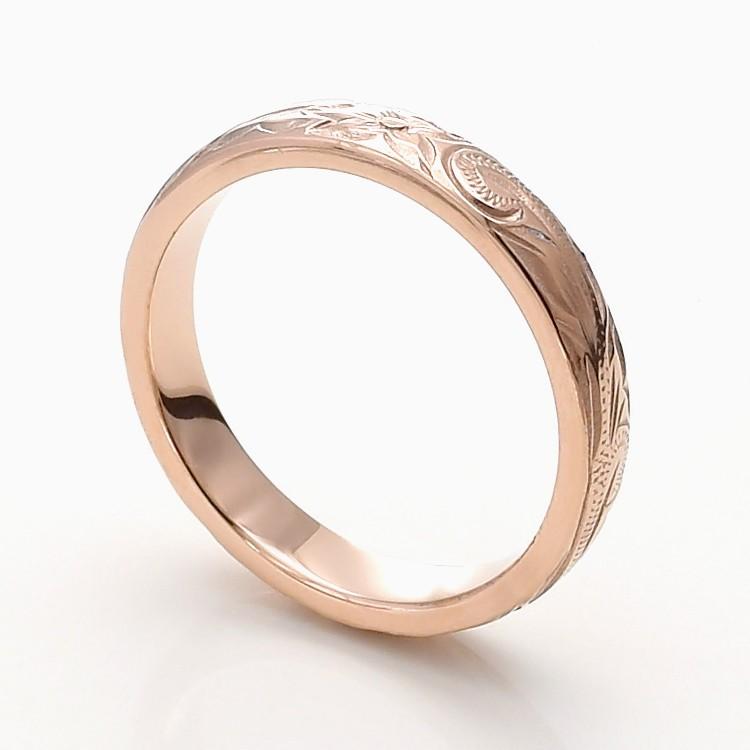 ハワイアンジュエリー ペアリング 刻印 ステンレス 2本セット メイルオーダー 安い 金属アレルギー対応 甲丸 マリッジリング プルメリア スクロール ハワイアン おしゃれ