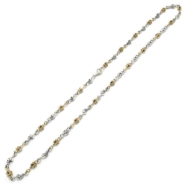 ネックレス チェーン シルバー Silver 925 シルバーチェーン デザインチェーン クラウン 王冠 スカル ブラス 真鍮 いぶし仕上げ 幅4.5mm 長さ53cmの画像