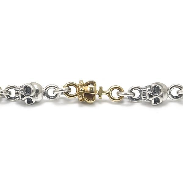 ネックレス チェーン シルバー Silver 925 シルバーチェーン デザインチェーン クラウン 王冠 スカル ブラス 真鍮 いぶし仕上げ 幅4.5mm 長さ53cmの画像