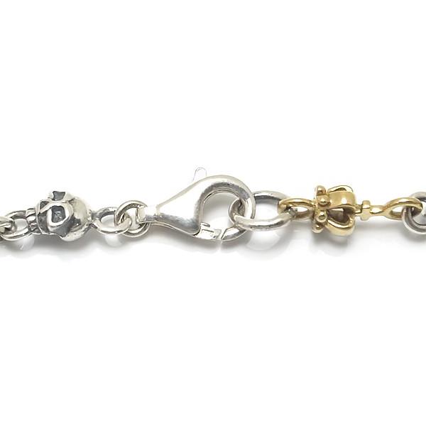 ネックレス チェーン シルバー Silver 925 シルバーチェーン デザインチェーン クラウン 王冠 スカル ブラス 真鍮 いぶし仕上げ 幅4.5mm 長さ53cmの画像
