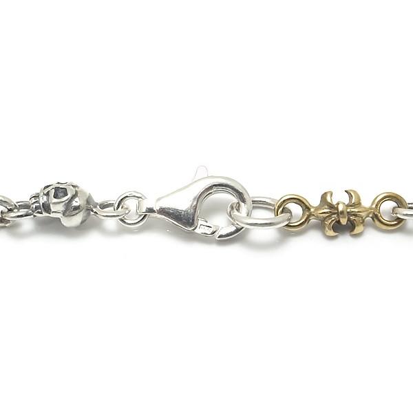 ネックレス チェーン シルバー Silver 925 シルバーチェーン デザインチェーン ユリ スカル ブラス 真鍮 いぶし仕上げ 幅4.5mm 長さ53cmの画像