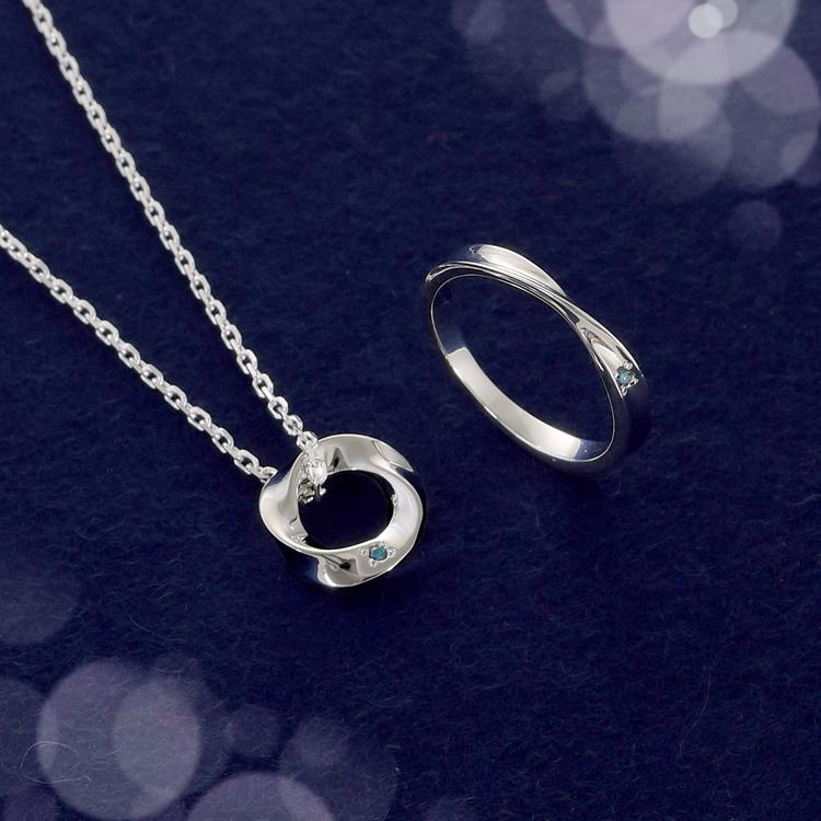 ブルーダイヤモンド　ネックレス　指輪　２点セット ブルーダイヤモンドネックレス指輪2点セット