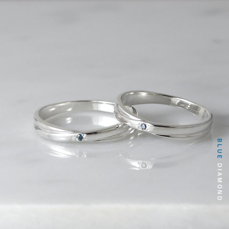 グランドセール ペアリング 2本セット 安い 刻印 シルバー ブルーダイヤモンド シンプル クロスライン クロッシング 細身 指輪 マリッジリング 結婚指輪 Silver925 ペアリング リング内側刻印 希望する 日本語 12文字まで Panero Shop