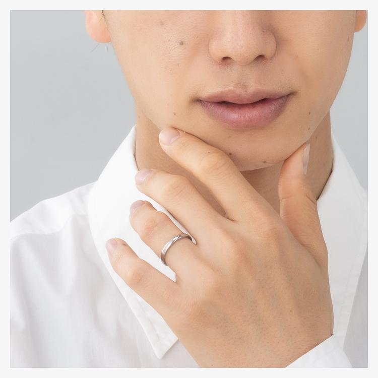 ペアリング ステンレス 刻印 カップル 甲丸 マリッジリング 結婚指輪 2本セット 金属アレルギー ダイヤモンド シークレットストーンの画像