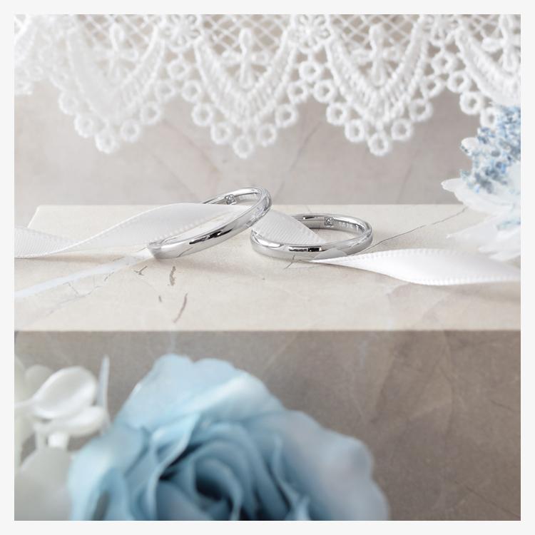 ペアリング ステンレス 刻印 カップル 甲丸 マリッジリング 結婚指輪 2本セット 金属アレルギー ダイヤモンド シークレットストーンの画像