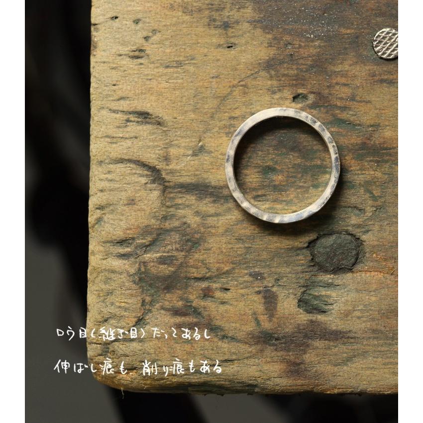 ツチめのリング(細) メンズ レディース ハンドメイド オーダー シルバー 槌目 シンプル 上品 おしゃれ 指輪 Silver 950 マモる 手作り 手づくり ダイヤモンドの画像
