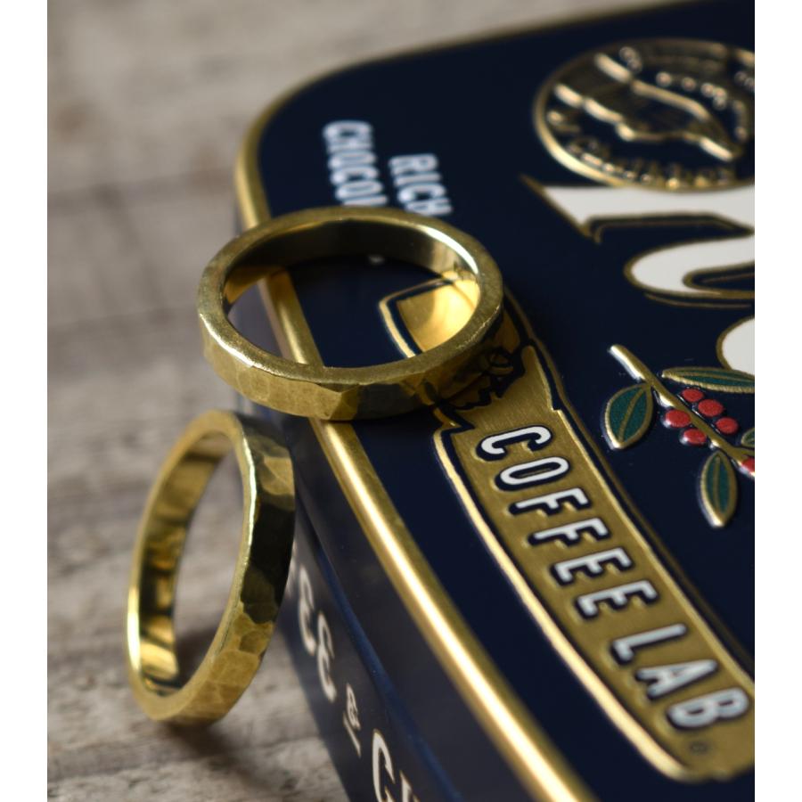 【真鍮】ツチめのリング(細) ペアリング ハンドメイド オーダー brass 槌目 シンプル 上品 おしゃれ 指輪 brass マモる 手作り 手づくり　ダイヤモンドの画像