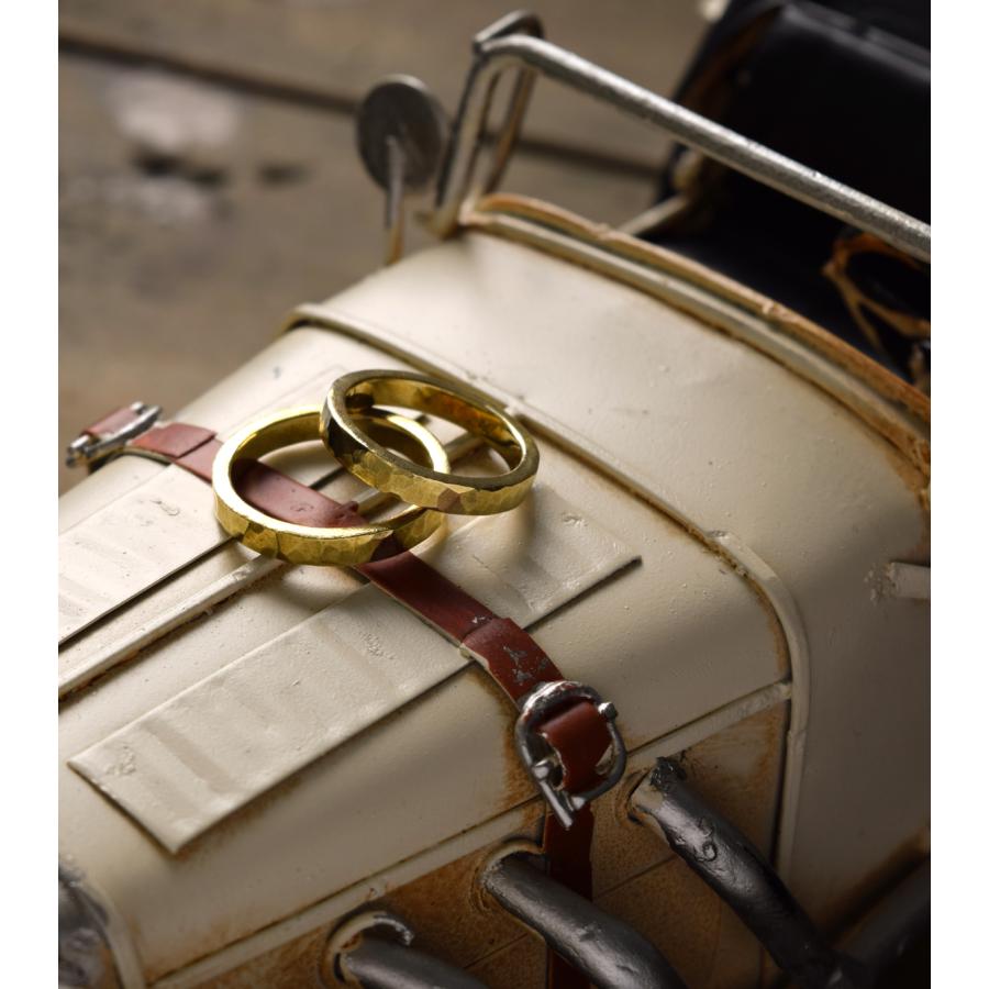 【真鍮】ツチめのリング(細) ペアリング ハンドメイド オーダー brass 槌目 シンプル 上品 おしゃれ 指輪 brass マモる 手作り 手づくり　ダイヤモンドの画像