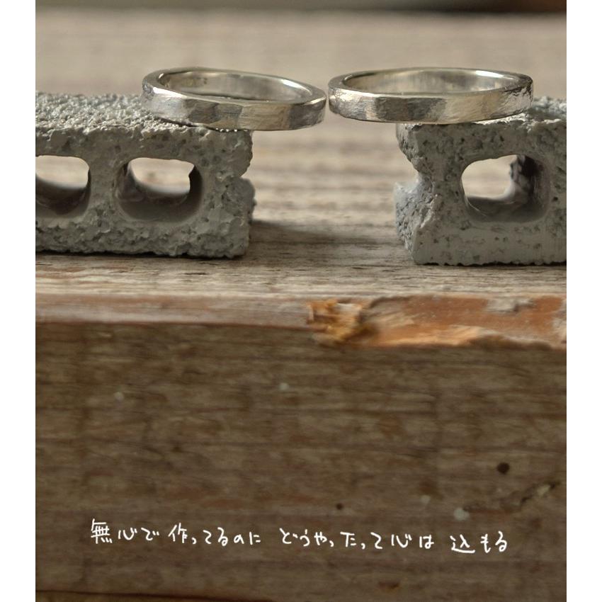 タタきのリング(細) ペアリング ハンドメイド オーダー シルバー 槌目 シンプル 上品 おしゃれ 指輪 Silver 950 マモる 手作り 手づくり ダイヤモンドの画像