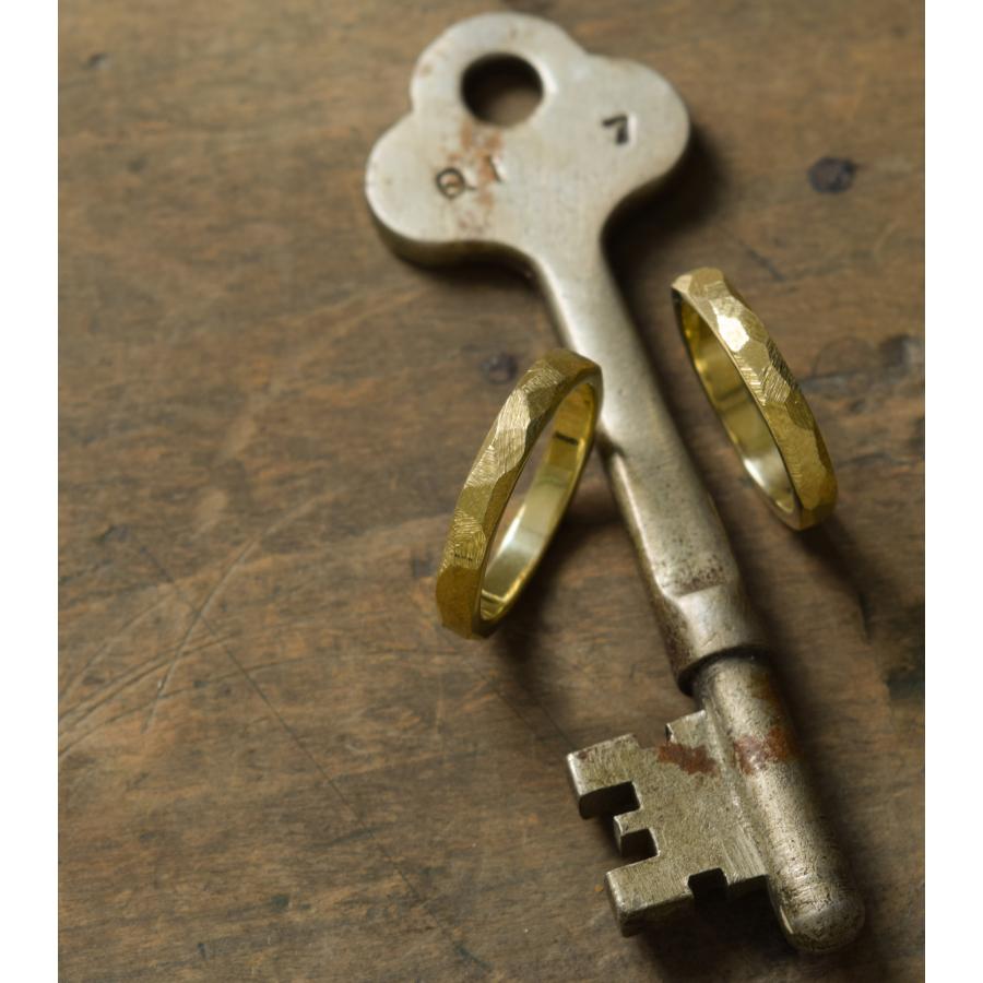 【真鍮】スリめのリング(細) ペアリング ハンドメイド オーダー brass ヤスリ目 シンプル 上品 おしゃれ 指輪 brass マモる 手作り 手づくり　ダイヤモンドの画像