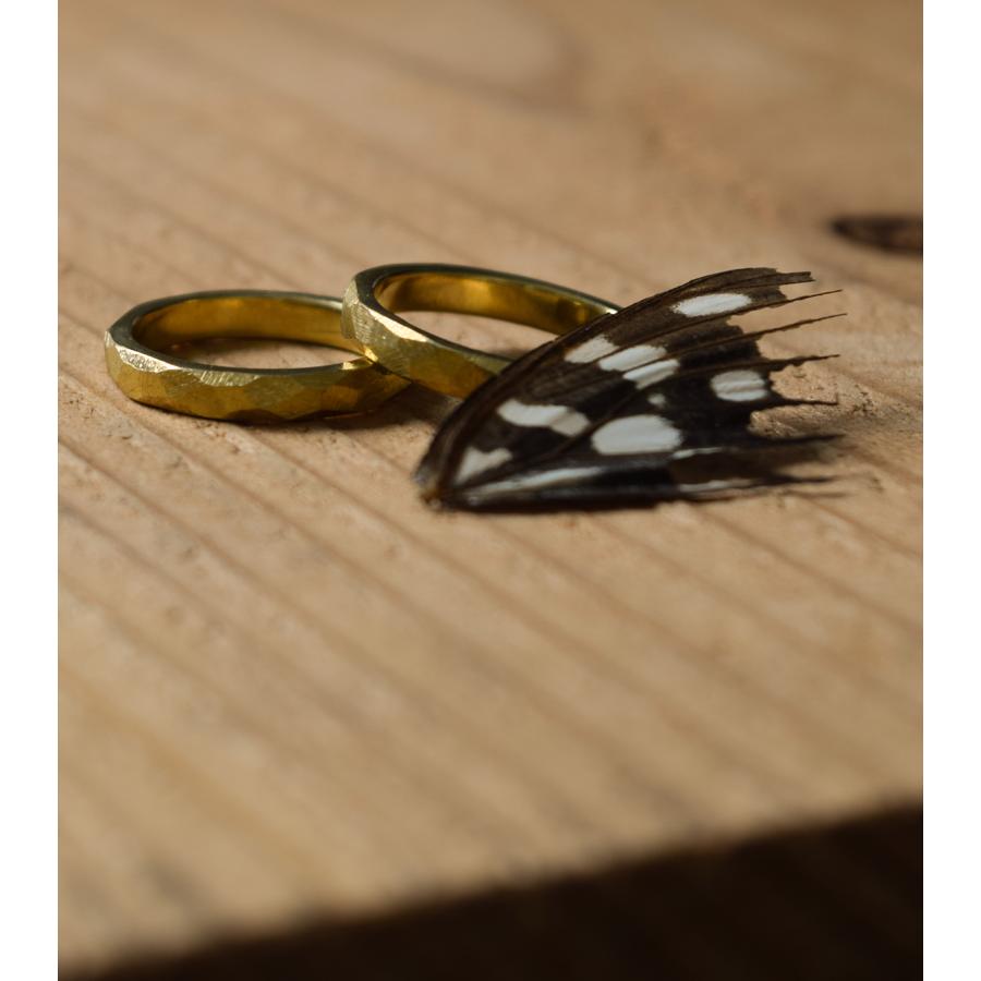 【真鍮】スリめのリング(細) ペアリング ハンドメイド オーダー brass ヤスリ目 シンプル 上品 おしゃれ 指輪 brass マモる 手作り 手づくり　ダイヤモンドの画像