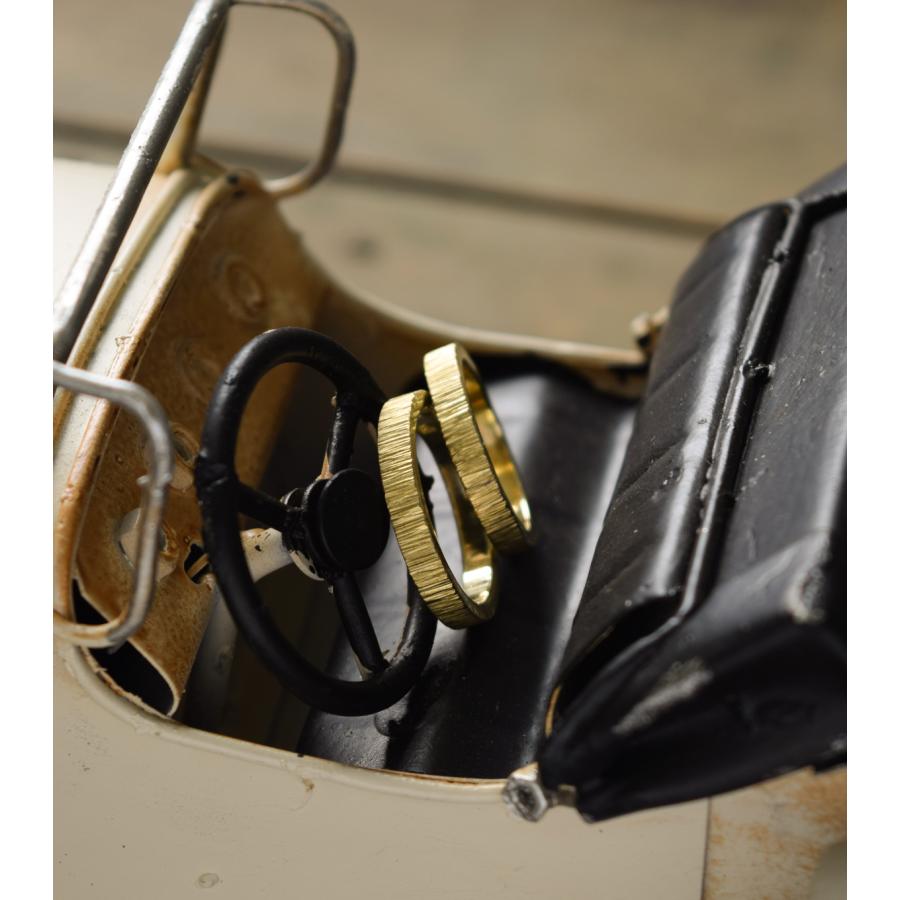 【真鍮】シグれのリング(細) ペアリング ハンドメイド オーダー brass 槌目 シンプル 上品 おしゃれ 指輪 brass マモる 手作り 手づくり　ダイヤモンドの画像