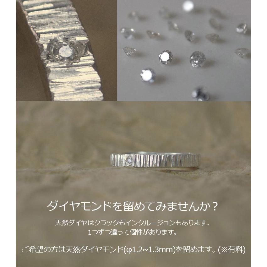 シグれのリング(細) ペアリング ハンドメイド オーダー シルバー 槌目 シンプル 上品 おしゃれ 指輪 Silver 950 マモる 手作り ダイヤモンドの画像