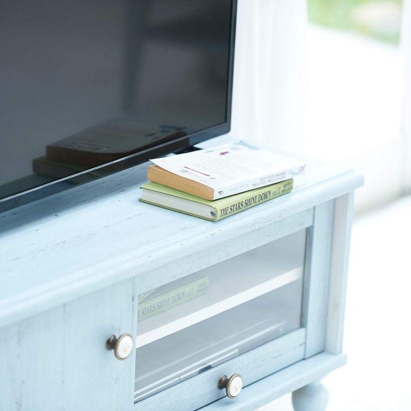 白井産業 テレビ 台 ローボード ペールブルー 幅89.7 高さ43.4