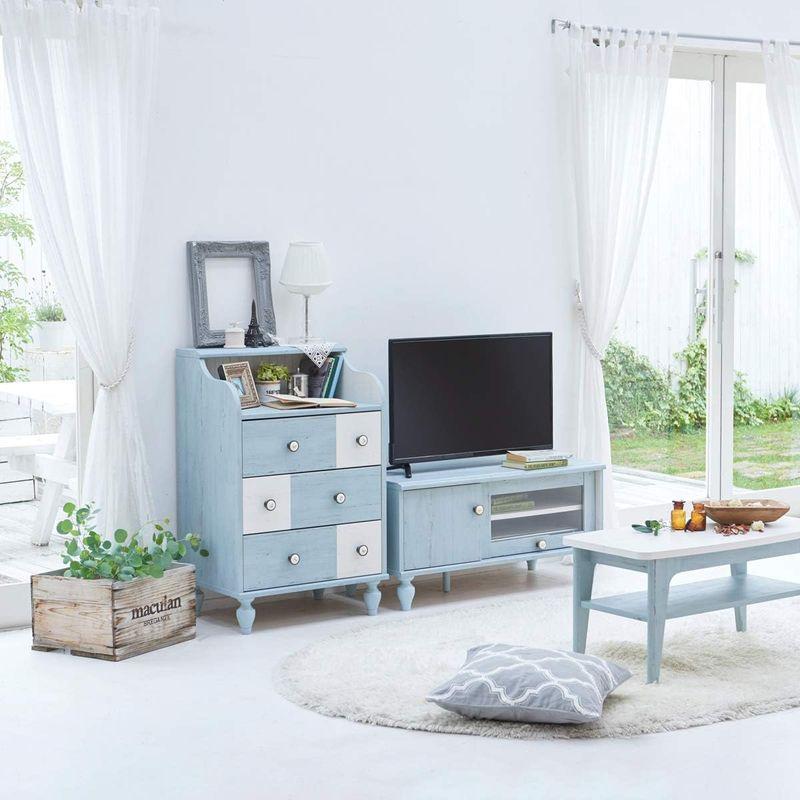 白井産業 テレビ 台 ローボード ペールブルー 幅89.7 高さ43.4