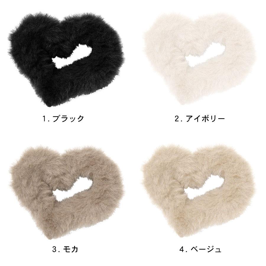 ファー ヘアクリップ ハート バンスクリップ レディース ヘア