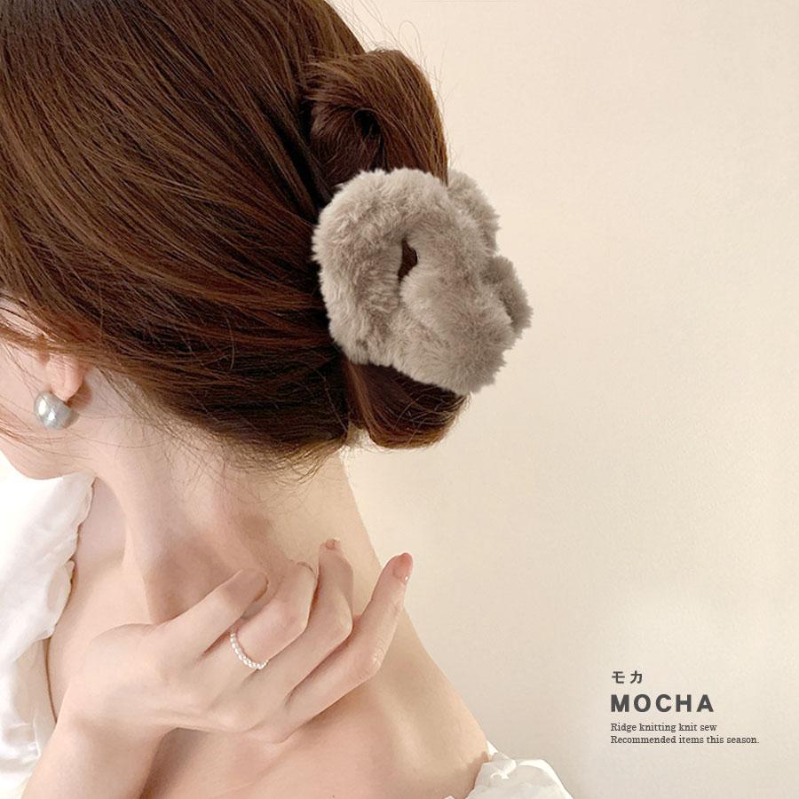 ファー ヘアクリップ ハート バンスクリップ レディース ヘア
