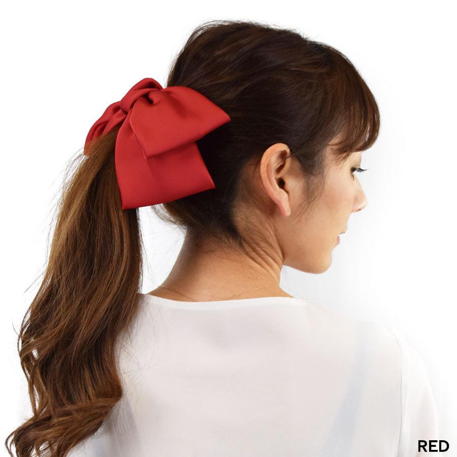 ヘアゴム おしゃれ リボン 子供 ヘアアクセサリー 赤 高評価のクリスマスプレゼント 和装 ビッグリボン ポニーテール 光沢 サテン 髪飾り 大きめ 髪留め ヘアポニー 送料無料
