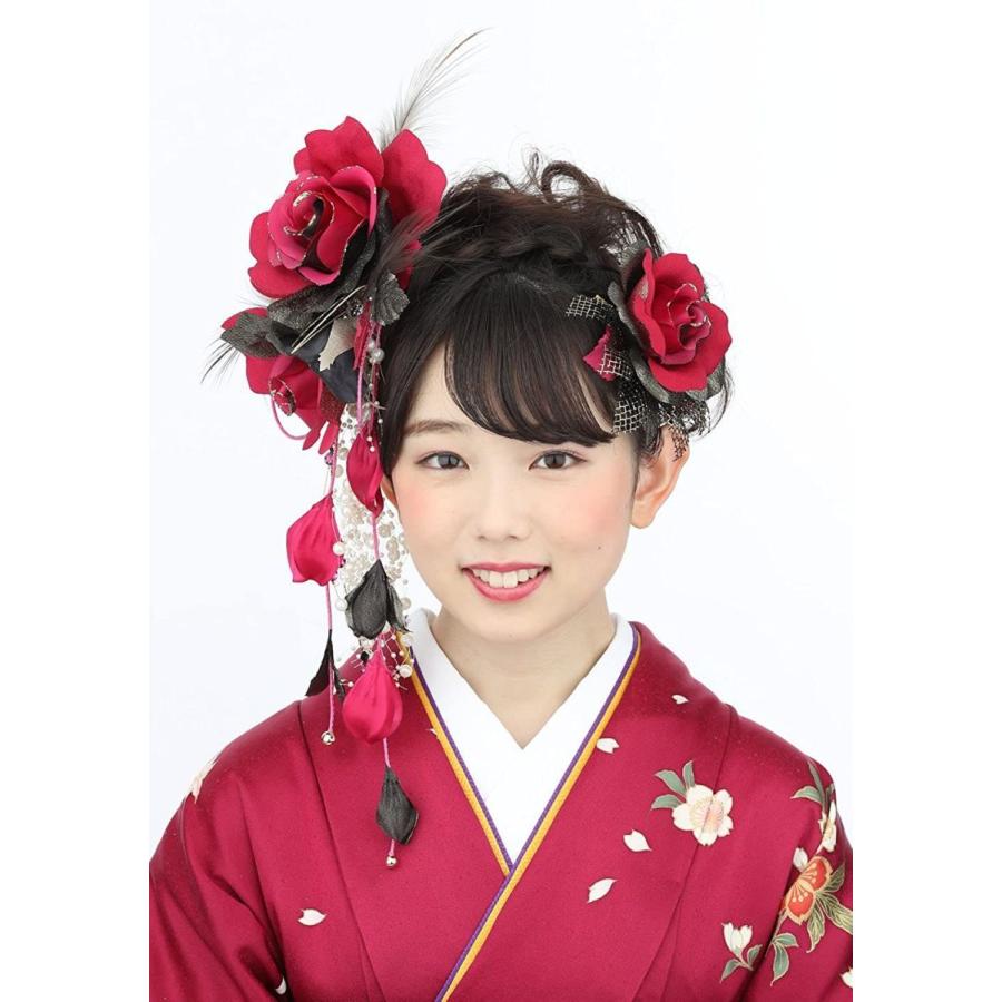 特売 花髪飾りセット シャレード かんざし ワイン 成人式 振袖 卒業式 袴 着物 和装 簪 髪型 無料長期保証 Www Ladislexia Net