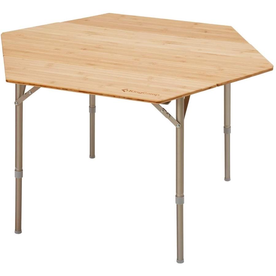 残りわずか キングキャンプ Kingcamp 四つ折り 六角形テーブル 4 Folding 6 Sides Bamboo Table 竹天板 アルミ脚 新しいコレクション Blog Lonolife Com