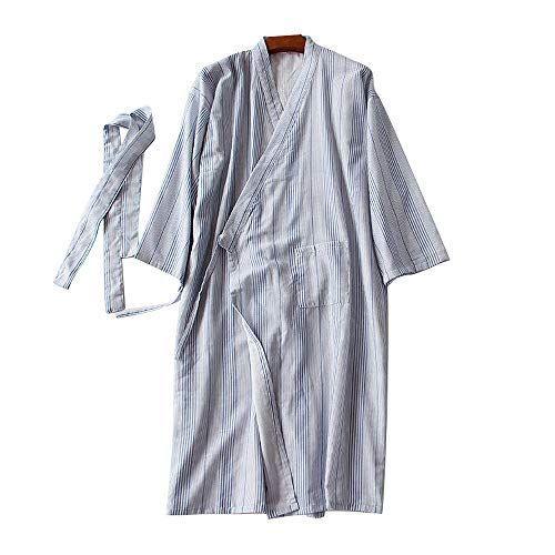 (ケヤカ) Keyaka 浴衣 レディース 甚平 メンズ ストライプ 綿 前開き 寝巻き パジャマ 婦人服 ねまき バスローブ ワンピース 甚平