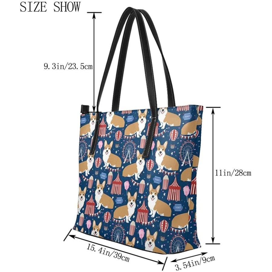 アウトレット 通販 専門 店 トートバッグ ハンドバッグ コーギーと遊園地 ショルダーバッグ Puレザー 手提げバッグ 大容量 軽量 防水 対応 通勤 通学 出張 ビ 割引本物 Superavila Com