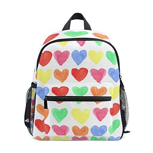 Fohoo 子供リュック キッズバックパック おしゃれ かわいい ハート 心柄 カラフル 男の子 女の子 軽量 大容量 3 8歳 保育園 限定品