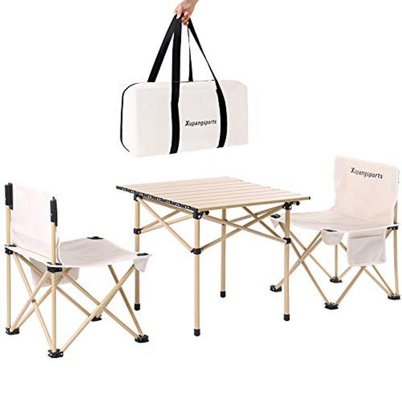 【メール便送料無料対応可】 折り畳み Xupang テーブル・チェアセット 持ち運び便 組立簡単 軽量 背もたれ付き 椅子 ベンチセット アルミ合金 アウトドアテーブル アウトドアベンチ