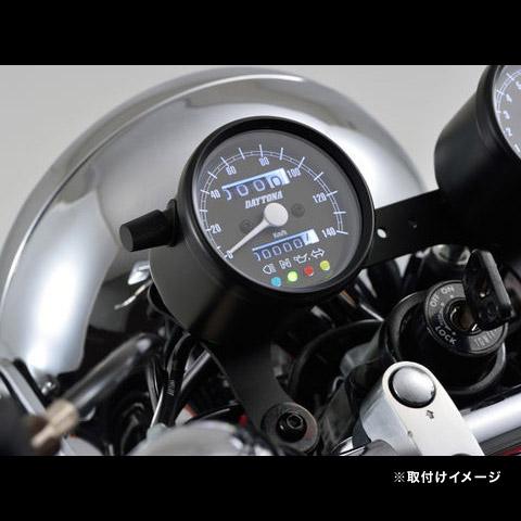 デイトナ DAYTONA インジケーター付き 機械式スピードメーター φ60 140km/h ホワイトLED照明 ブラックボディ/ブラックパネル 15626_1