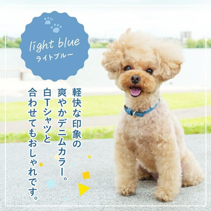 プースケ　真鍮タグ付き首輪チョーカー 濃い色デニム 犬の首輪屋てるべる 名前入り 犬 首輪 猫 迷子札 チョーカー 犬首輪 猫