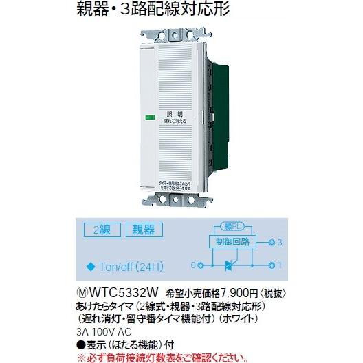 パナソニック コスモシリーズワイド21配線器具・電材あけたらタイマWTC5332W｜terukuni