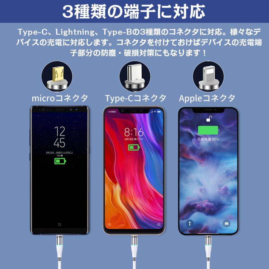 マグネット充電ケーブル iPhone Type-C Micro USB 高速充電 磁石 防塵
