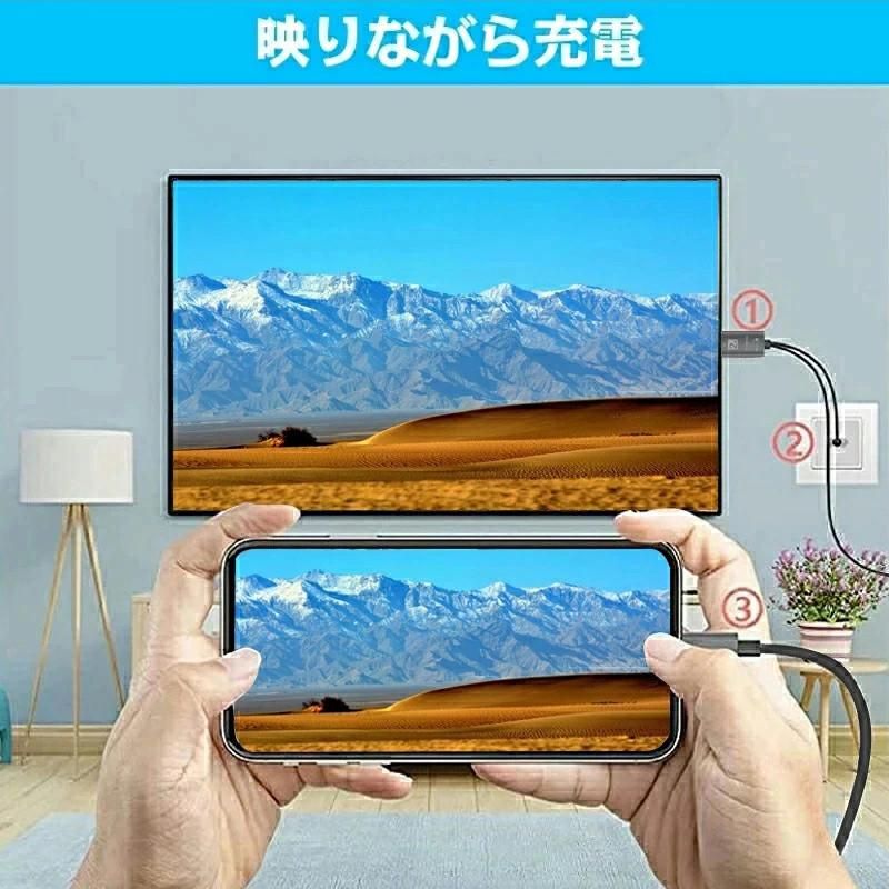 HDMI ケーブル iphone テレビ 接続 ケーブル スマホ HDMI iPhone スマホの画面をテレビに映す avアダプタ アダプタ 高解像度 ゲーム｜teruyukimall｜02