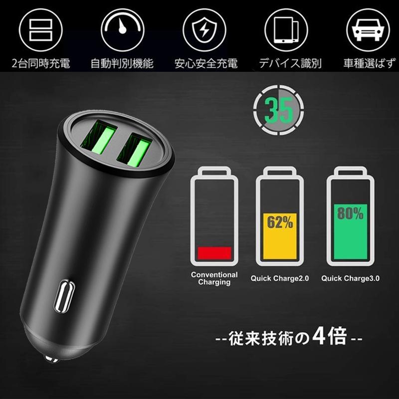 シガーソケット カーチャージャー 12w 急速充電 車載 充電器 カーソケット Usb 車 スマホ 2口 2 4a トラック 24v対応 車中泊グッズ 防災グッズ Iphone Android デジタル幸便 通販 Paypayモール