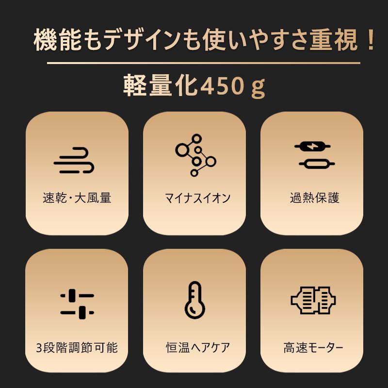 ドライヤー ヘアドライヤー 速乾 大風量 マイナスイオン 冷熱風 軽量