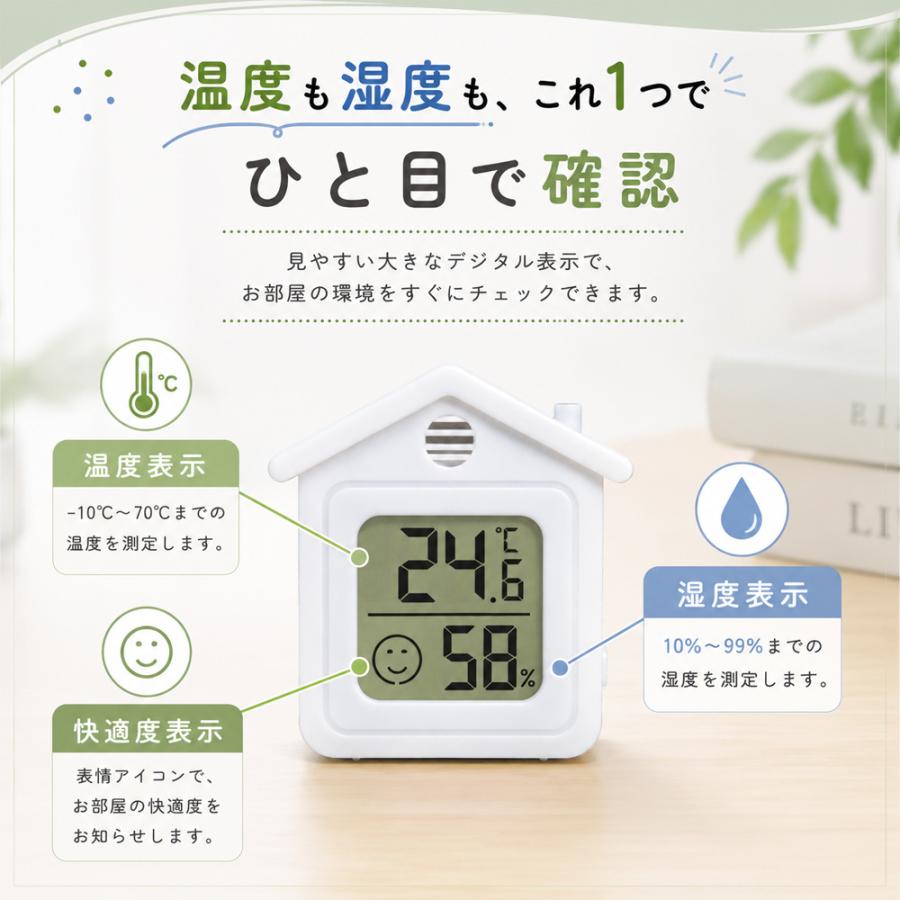 温湿度計 デジタル おうち型 ミニ マグネット スタンド 快適度 表情