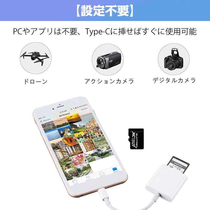 SDカードリーダー type-c メモリーカード iPhone 16 15 Android