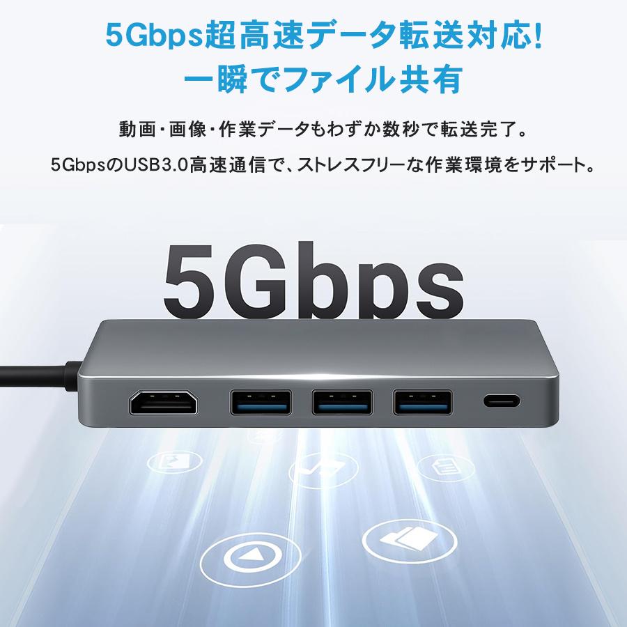 USBハブ USB C - HDMI対応 USB3.0 5Gbps 高速ハブ 4Kビデオ対応 60W Type C 急速充電。 Amazon | GiGimundo 5-in-1 USB C ハブ HDMI 4K Type-C ハブ USB3.0ポート 5Gbps データ伝送  PD 60W急速充電 軽量アルミ合金 Windows/MacBook/iPad Pro/Surface/ChromeBookなどに対応 ...